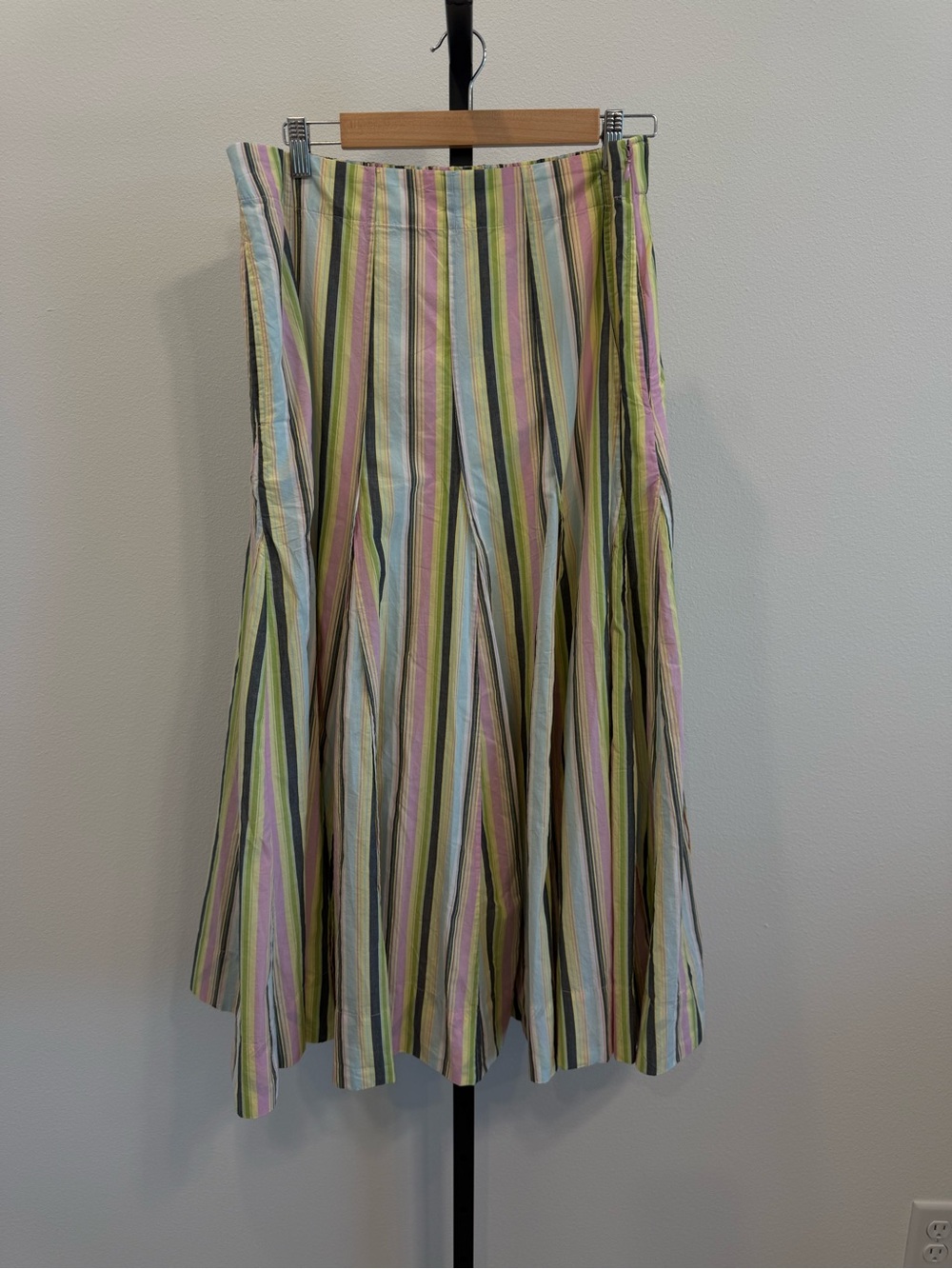 NWT Anthropologie Maeve Pastel Striped A-Line Maxi Skirt Cotton Business Casual